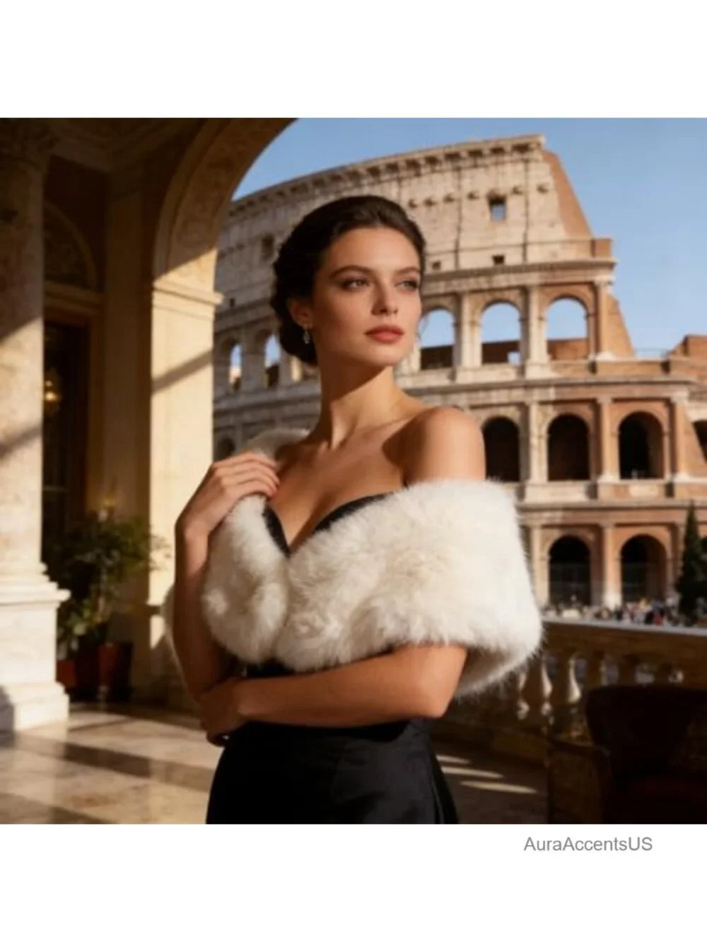 Faux Fur Shawl for Women Fuzzy Fluffy Winter Scarf Wrap Neck Warmer